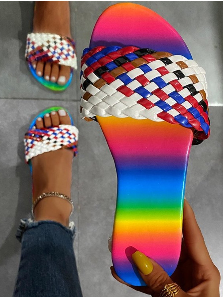 

Lovely Casual Tie-dye White Slippers