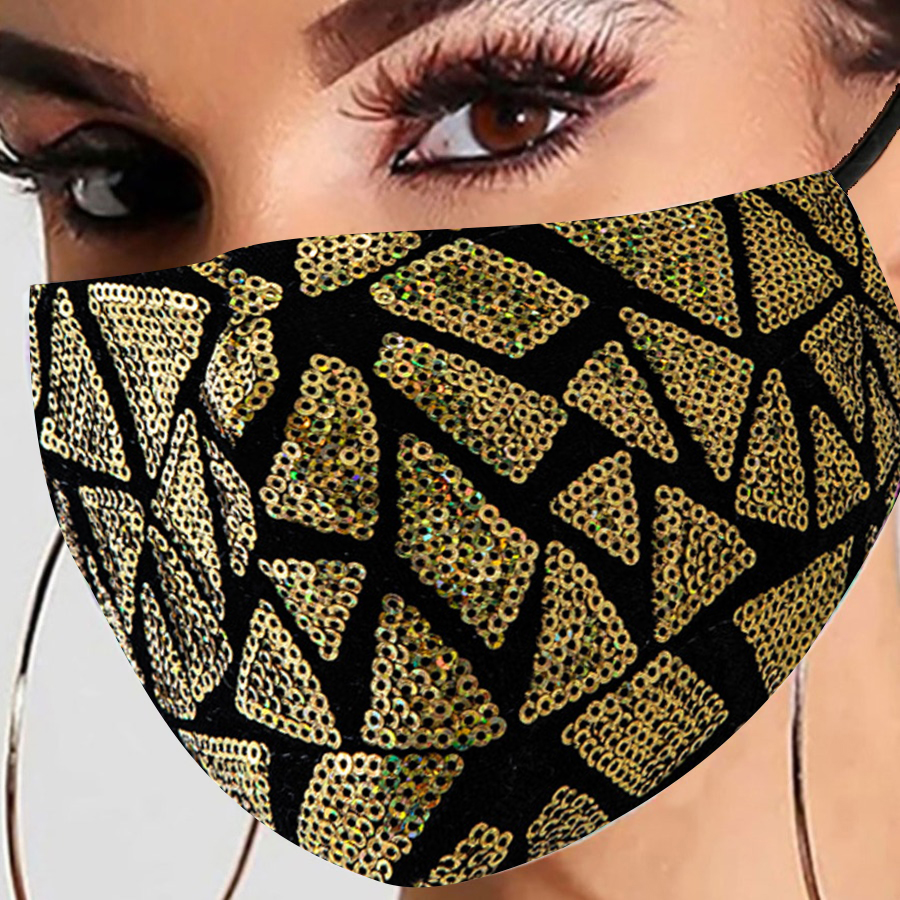 

Lovely Casual Sequined Gold Face Mask