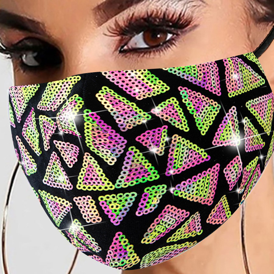 

Lovely Casual Sequined Carbon Black Face Mask