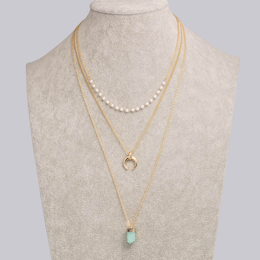 

Lovely Sweet Pearl Decoration Gold Multilayer Necklace