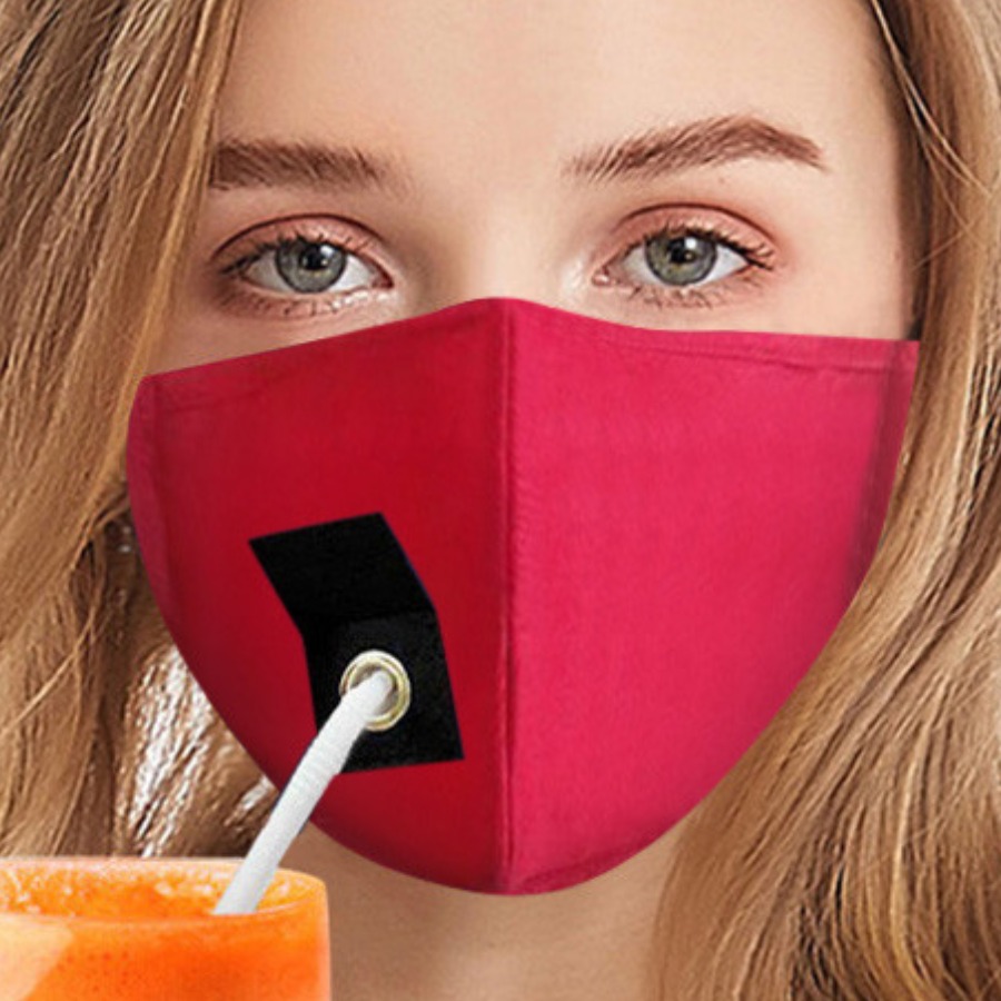 

Lovely Casual Metal Ring Decoration Wine Red Face Mask