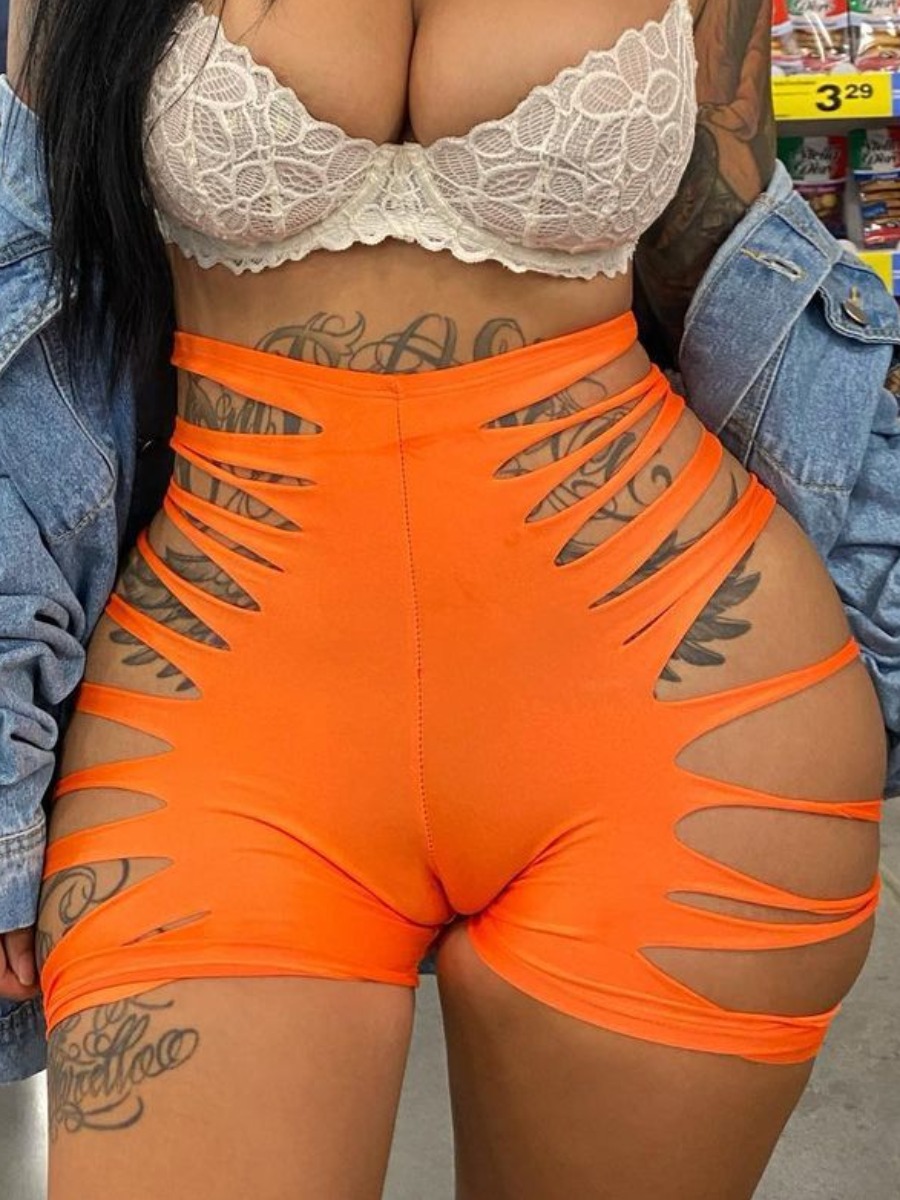 Lovely Sexy High-waisted Ripped Croci Shorts