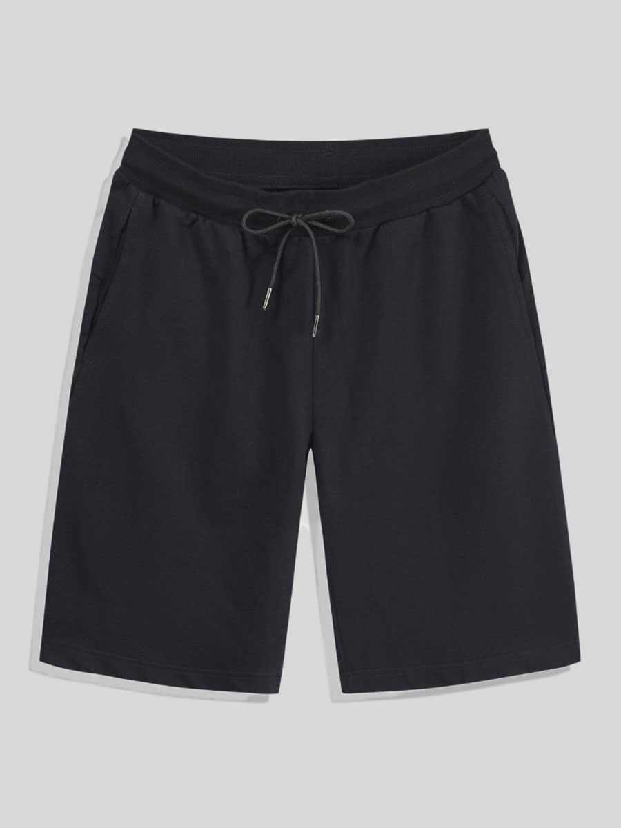 

LW Men Casual Mid Waist Drawstring Black Shorts