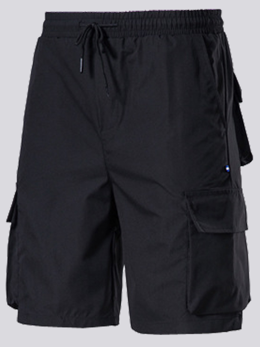 

Lovely Men Casual Drawstring Side Pocket Black Shorts