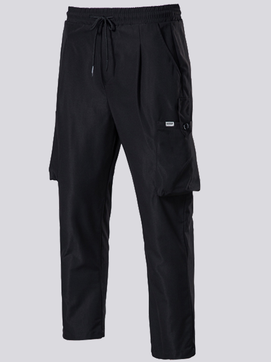 

Lovely Men Casual Drawstring Side Pocket Black Pants