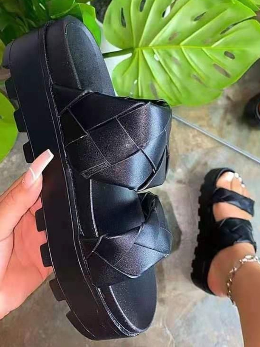 

LW Street Bandage Design Black Platform Shoes