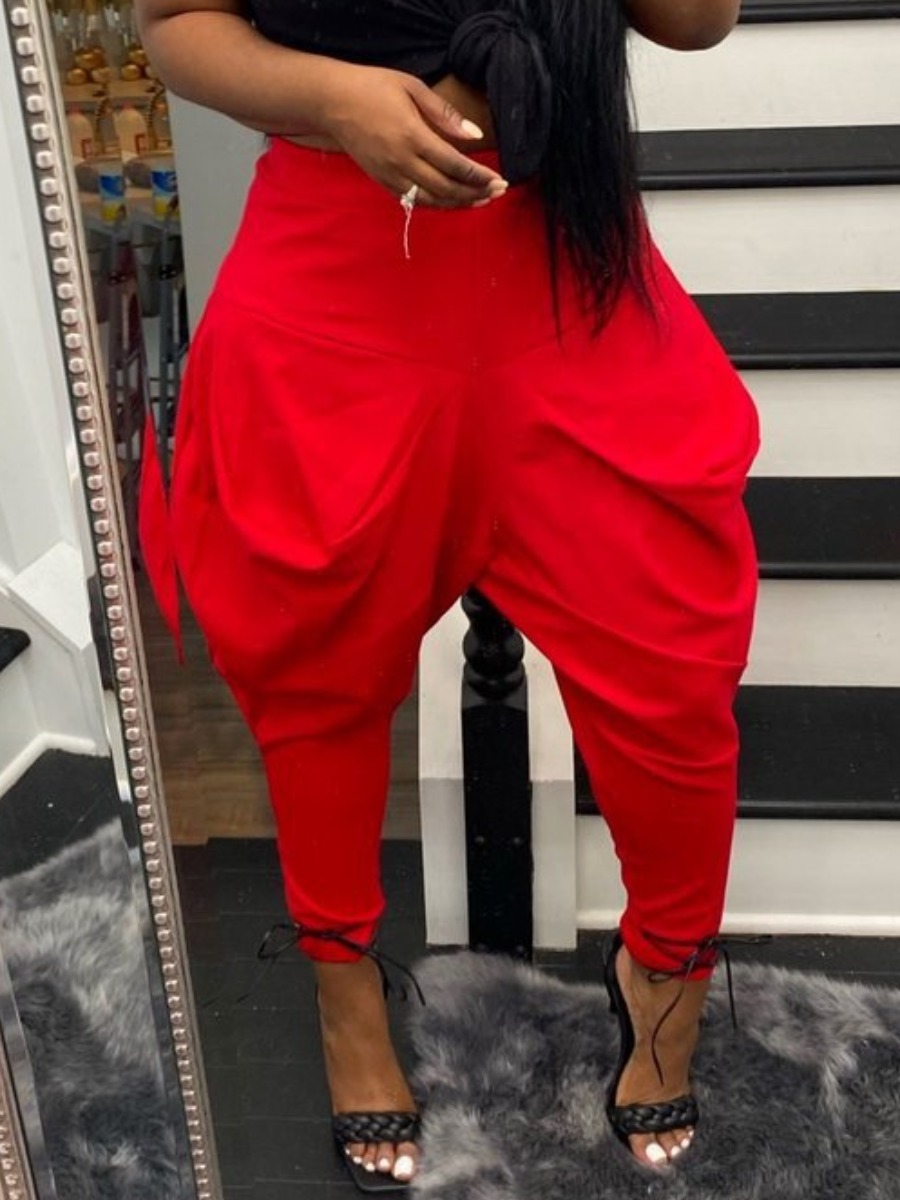 

Lovely Street Mid Waist Harlan Red Pants