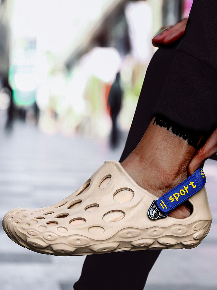

Lovely Men Casual Hollow-out Black Slippers, Khaki