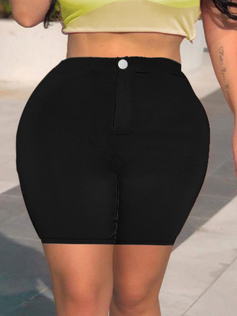 

Lovely Casual High-waisted Basic Skinny Black Denim Shorts