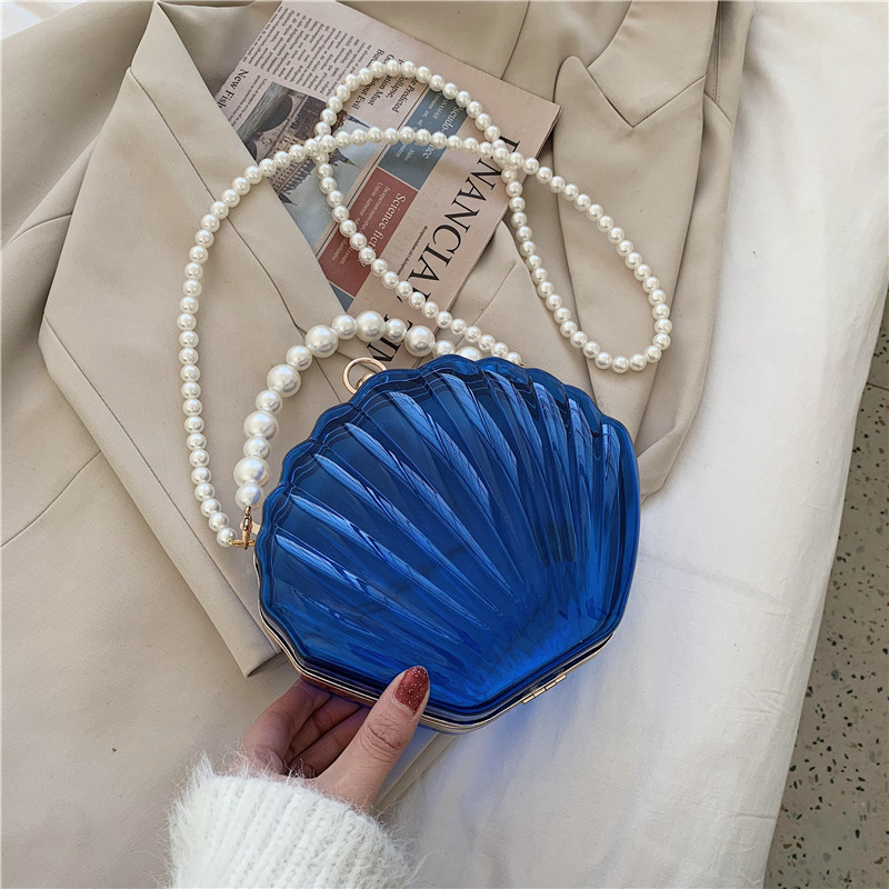 

Lovely Street Pearl Decor Blue Crossbody Bag