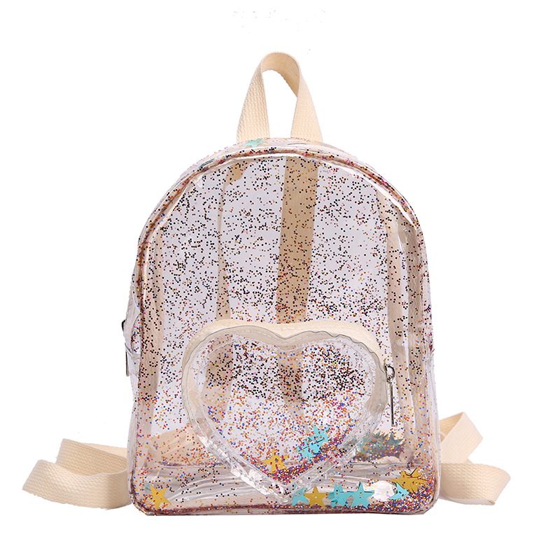 

Lovely Casual Heart-shaped Print Clear Lucite Backpack