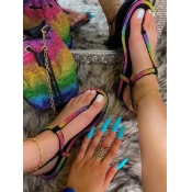 Lovely Casual Tie-dye Black Sandals