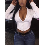 Lovely Formal Turndown Collar Asymmetrical White B