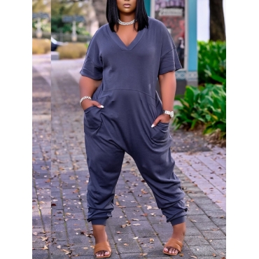 

LW Plus Size Dropped Shoulder Loose Jumpsuit, Blue