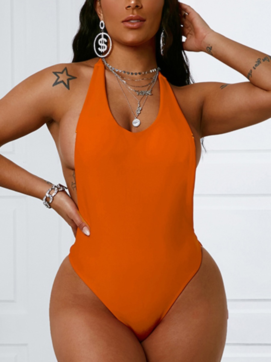 

Lovely Boho V Neck Backless Tassel Design Jacinth One-piece Swimsuit