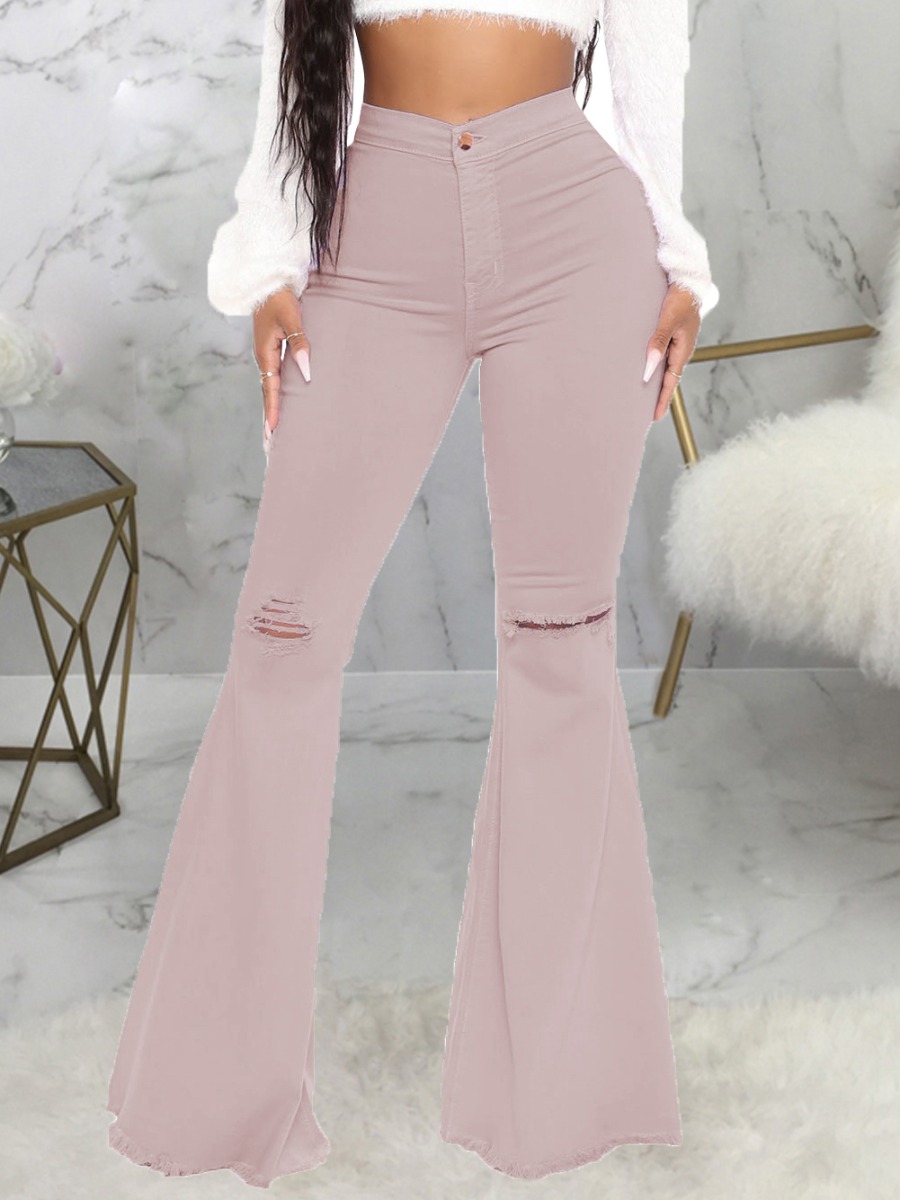 

LW Street High-waisted Ripped Flared Purple Jeans