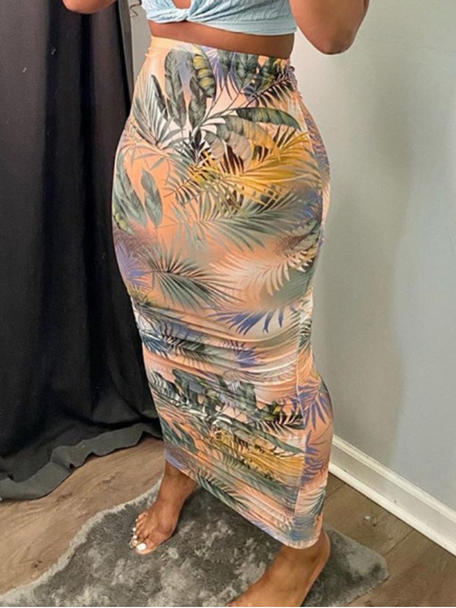 

Lovely Casual High-waisted Floral Print Croci Ankle Length Skirt