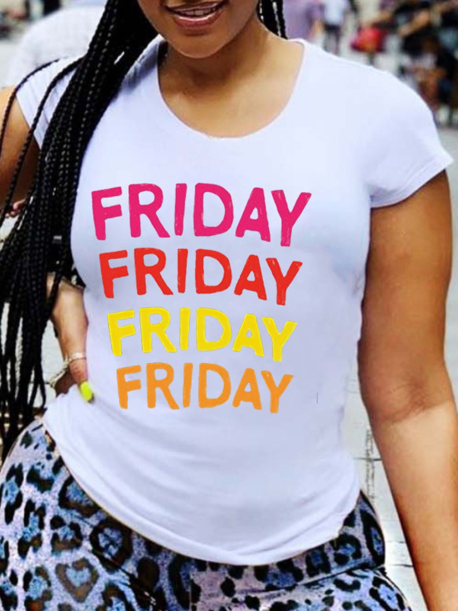 

Lovely Street O Neck Letter Print White T-shirt