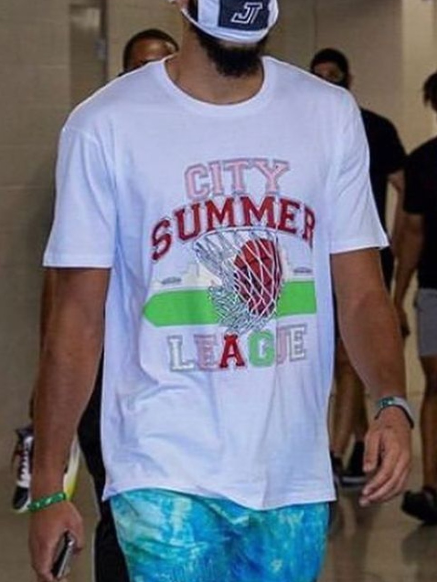 

Lovely Men Street Basketball Letter Print White T-shirt