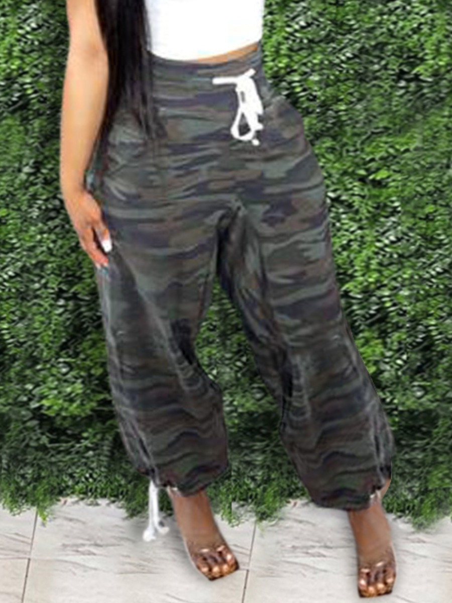 

Lovely Street Camo Print Drawstring Loose Pants