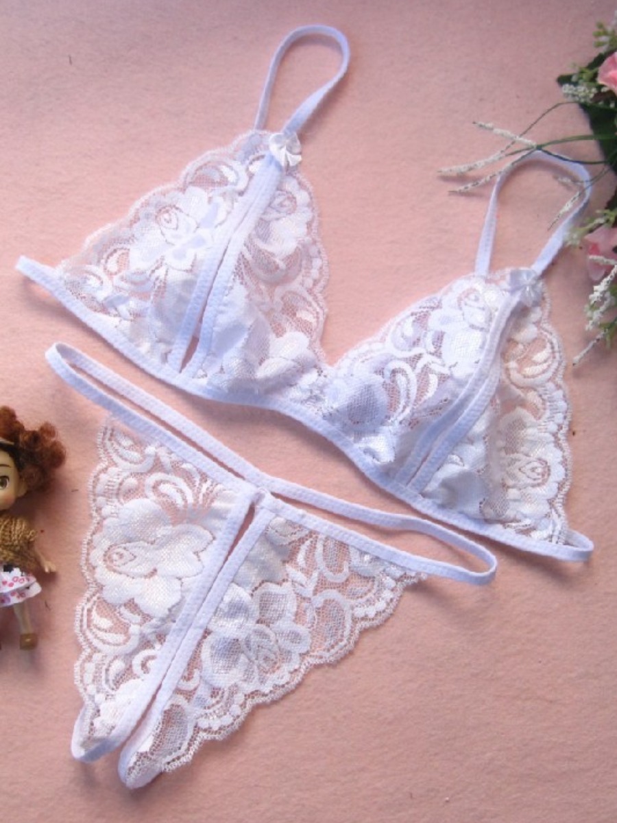 

LW SXY See-through Bandage Design White Bra Set