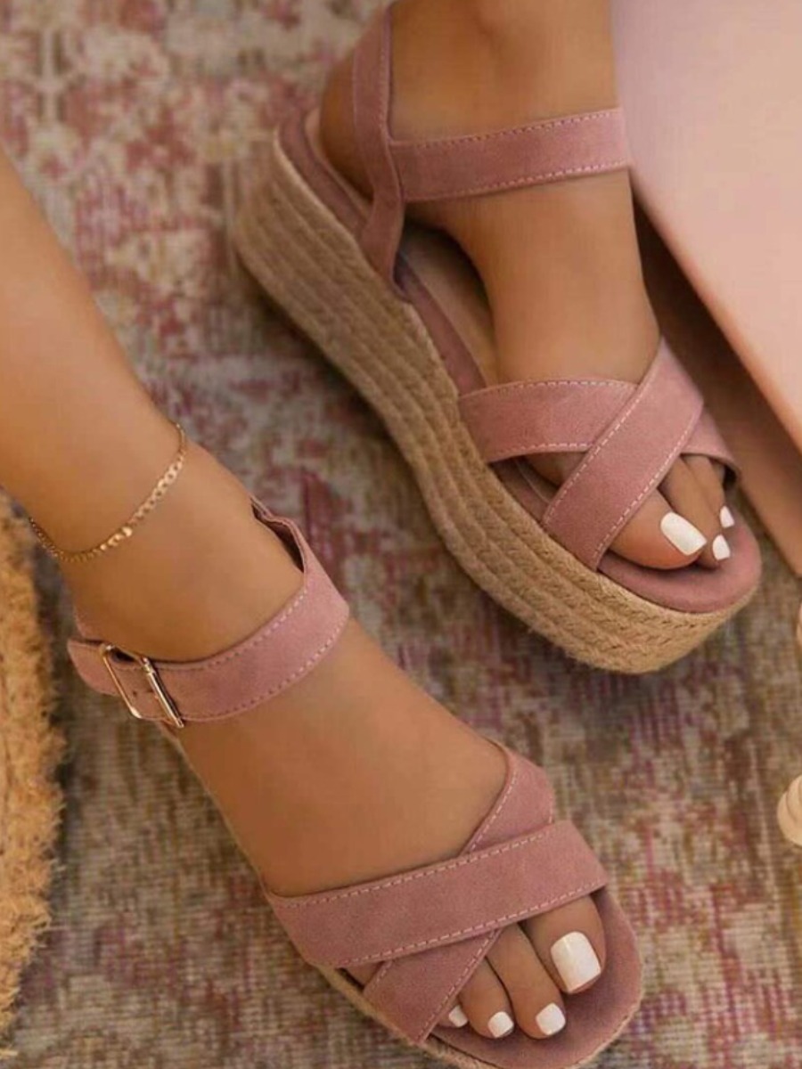 

Lovely Casual Bandage Design Pink Platform Shoes