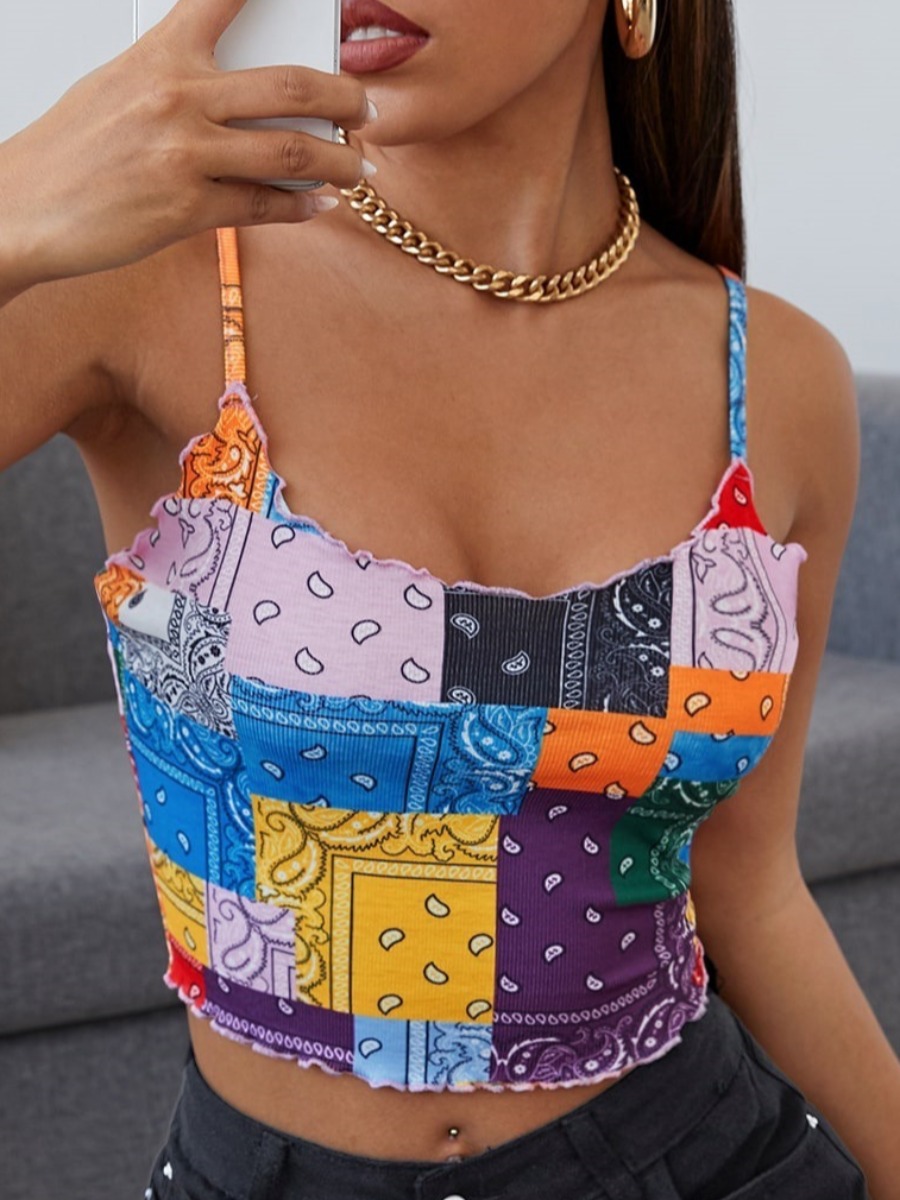 

LW Street Cashew Print Patchwork Multicolor Camisole, Multi