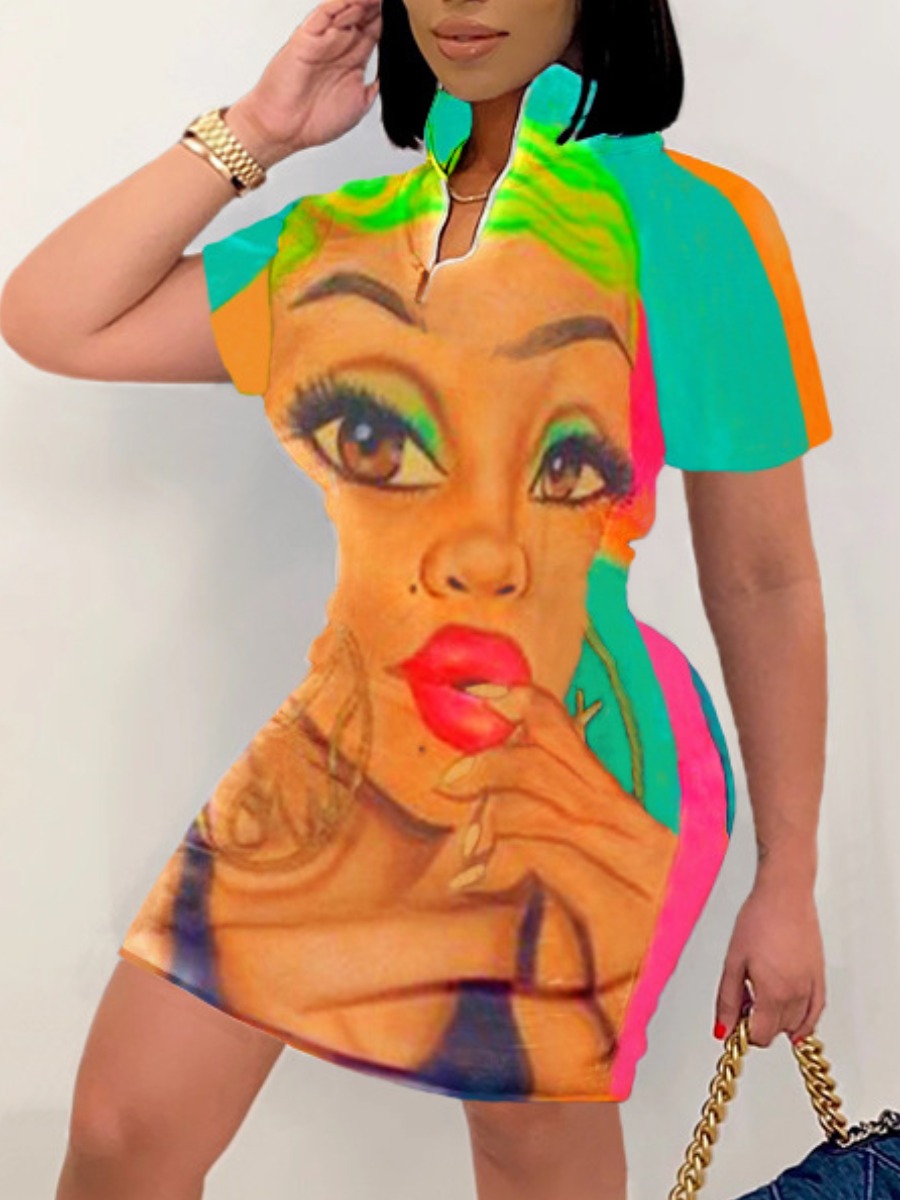 

LW Street Graffiti Print Patchwork Yellow Mini Dress