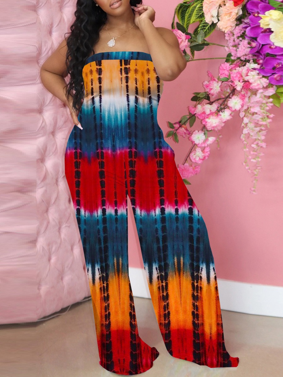 

Lovely Street Off The Shoulder Tie-dye Red One-piece Jumpsuit