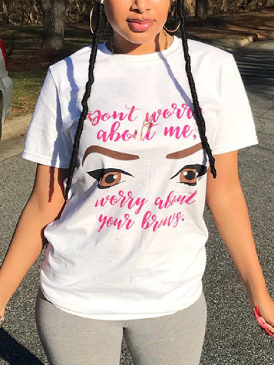 LW Street Eye Letter Print White T-shirt