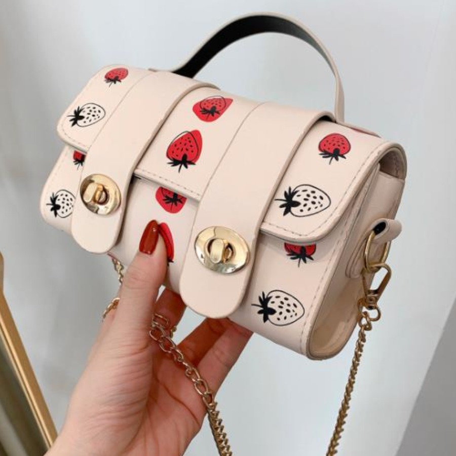 

Lovely Casual Fruit Print Chain Strap Pink Crossbody Bag