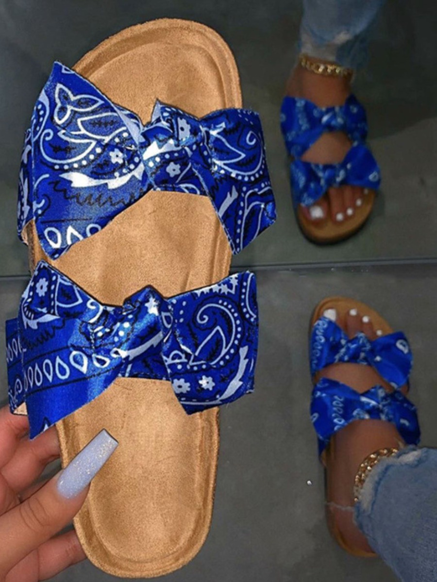 

Lovely Casual Bow-tie Decoration Blue Slippers