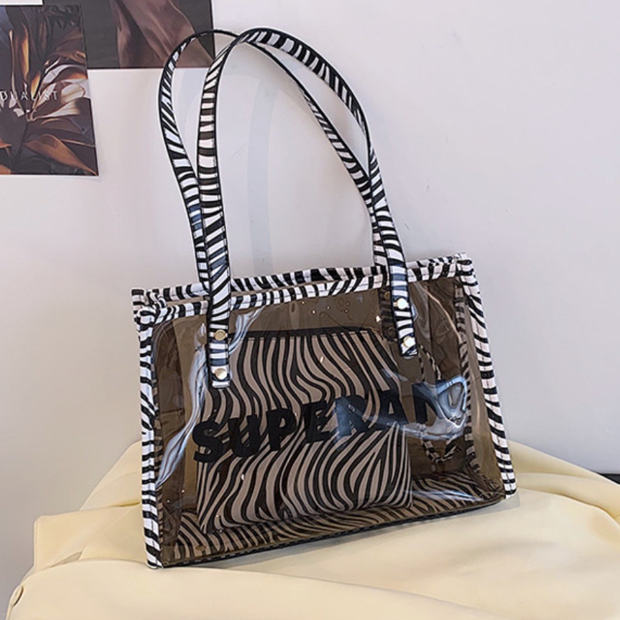 

Lovely Street Striped See-through Caramel Shoulder Bag, Caramel color