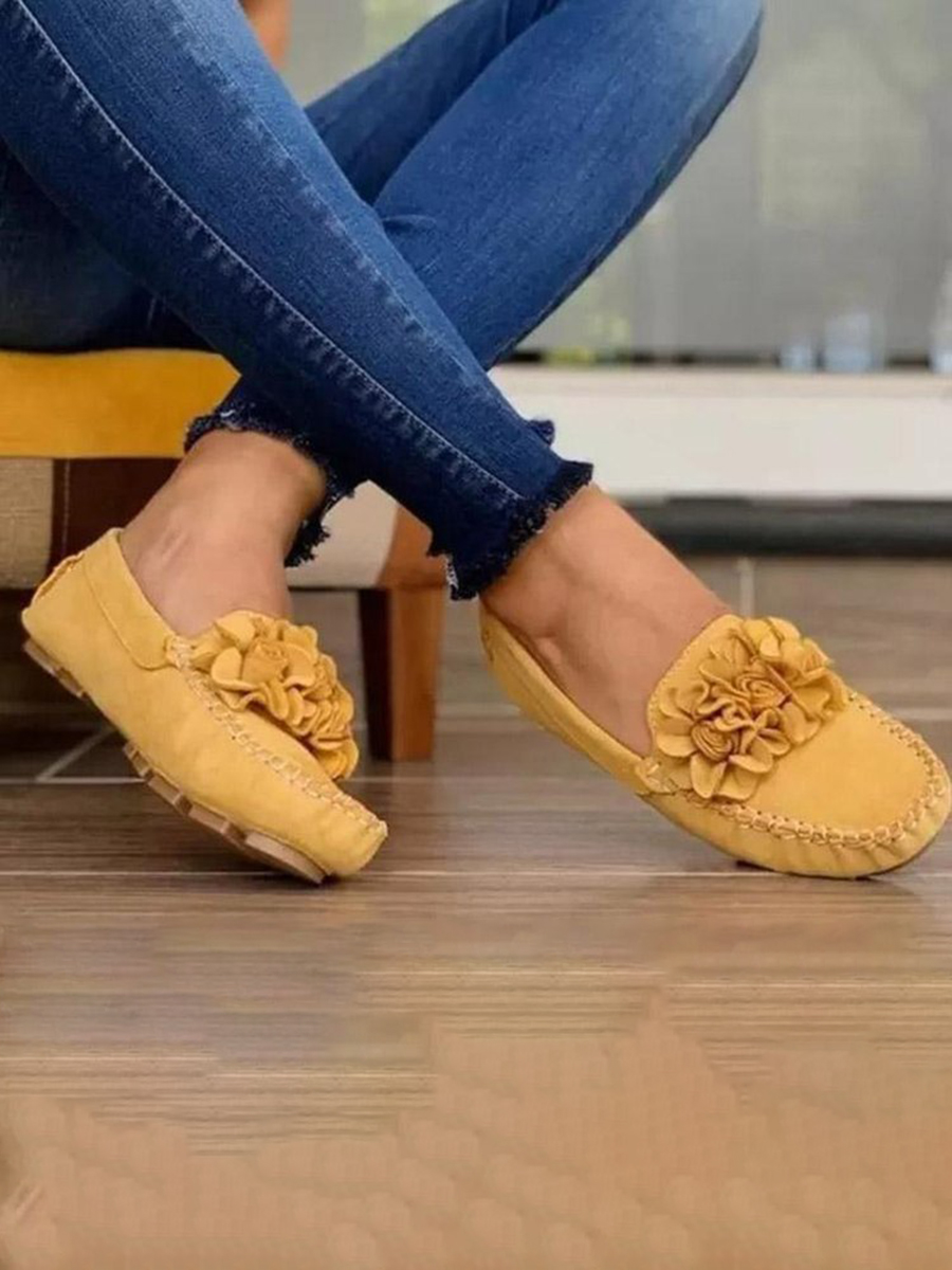 

Lovely Casual Floral Decoration Yellow Flats