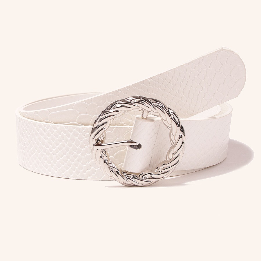

LW Casual Metal Ring Decoration White Belt