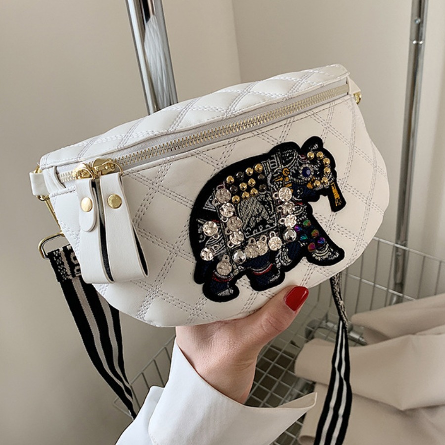 

Lovely Casual Cartoon Decoration White Bum Bags