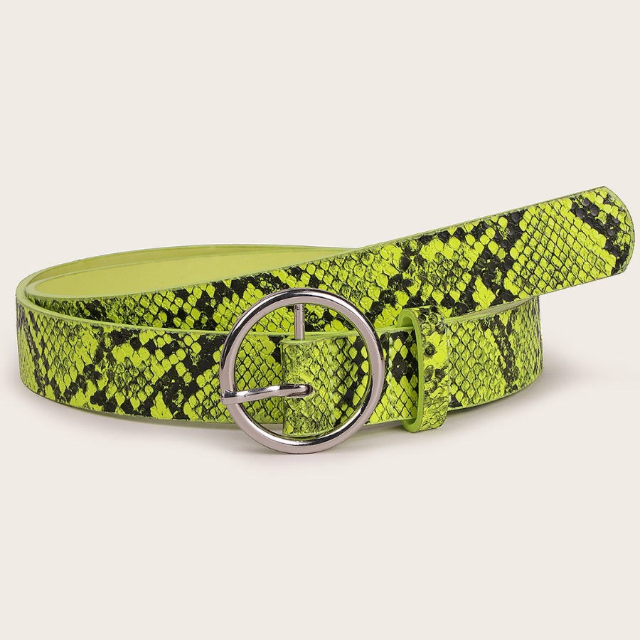 

LW Casual Cobra Print Metal Ring Decoration Belt