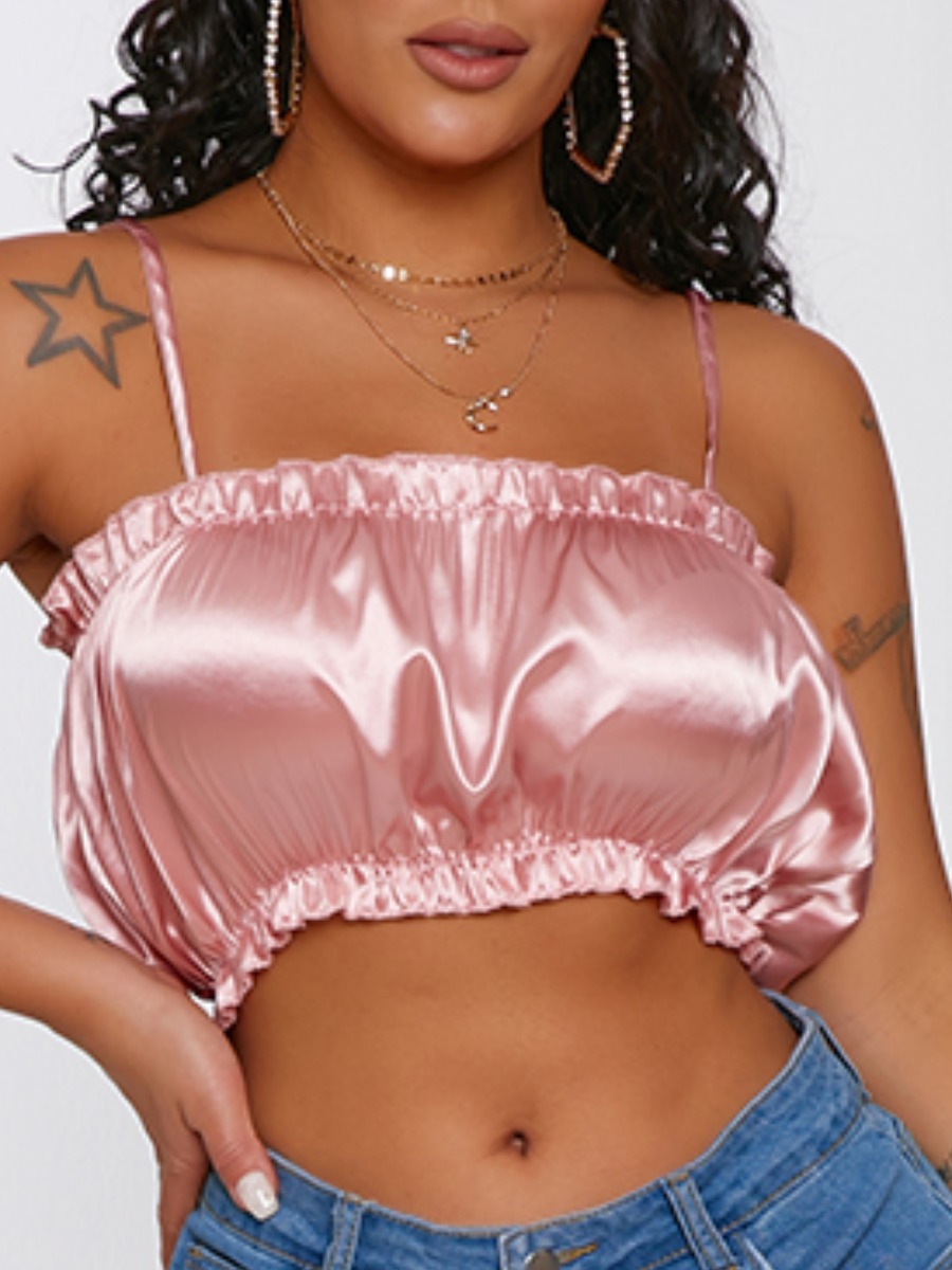

Lovely Sexy Fold Design Light Pink Camisole