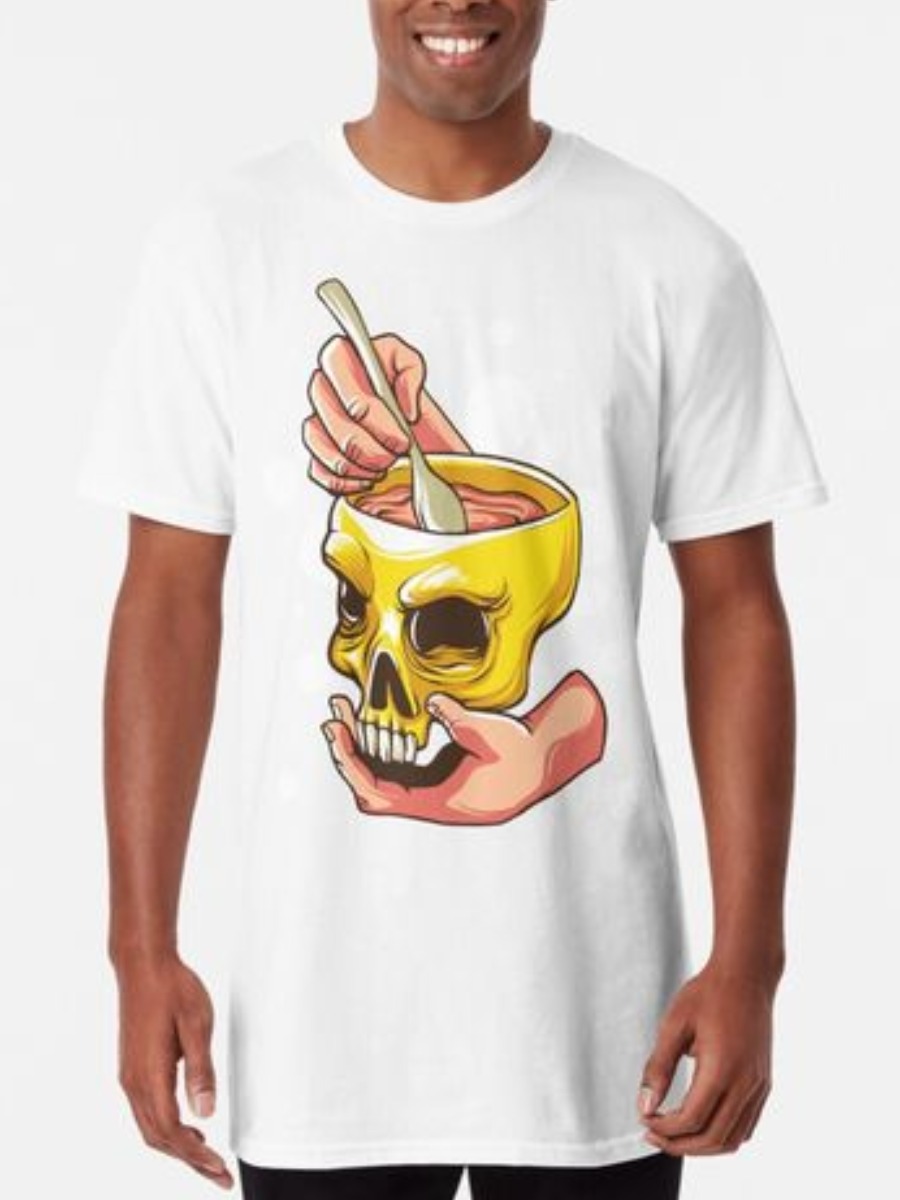 

Lovely Casual O Neck Skull Head Print White T-shirt