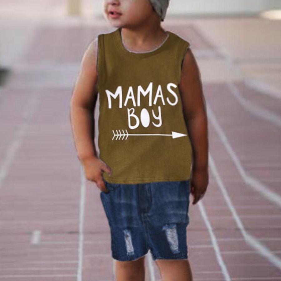 

Lovely Boy Casual Letter Print Ripped Army Green Two Piece Shorts Set