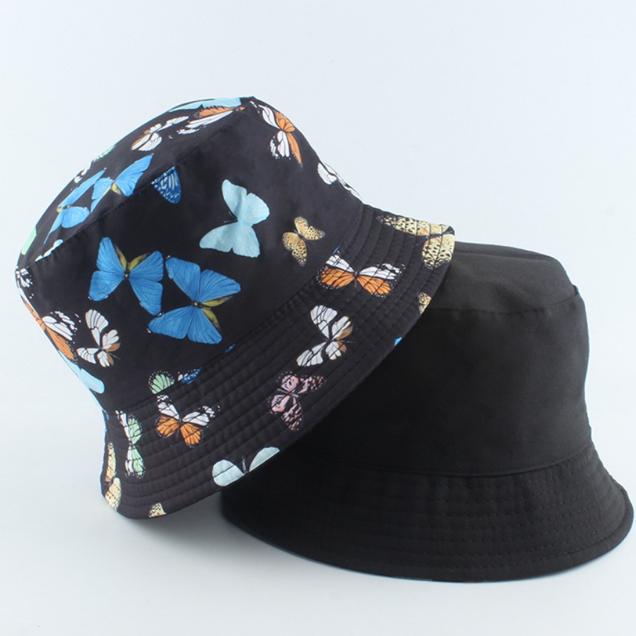 

Lovely Casual Butterfly Print Black Hat