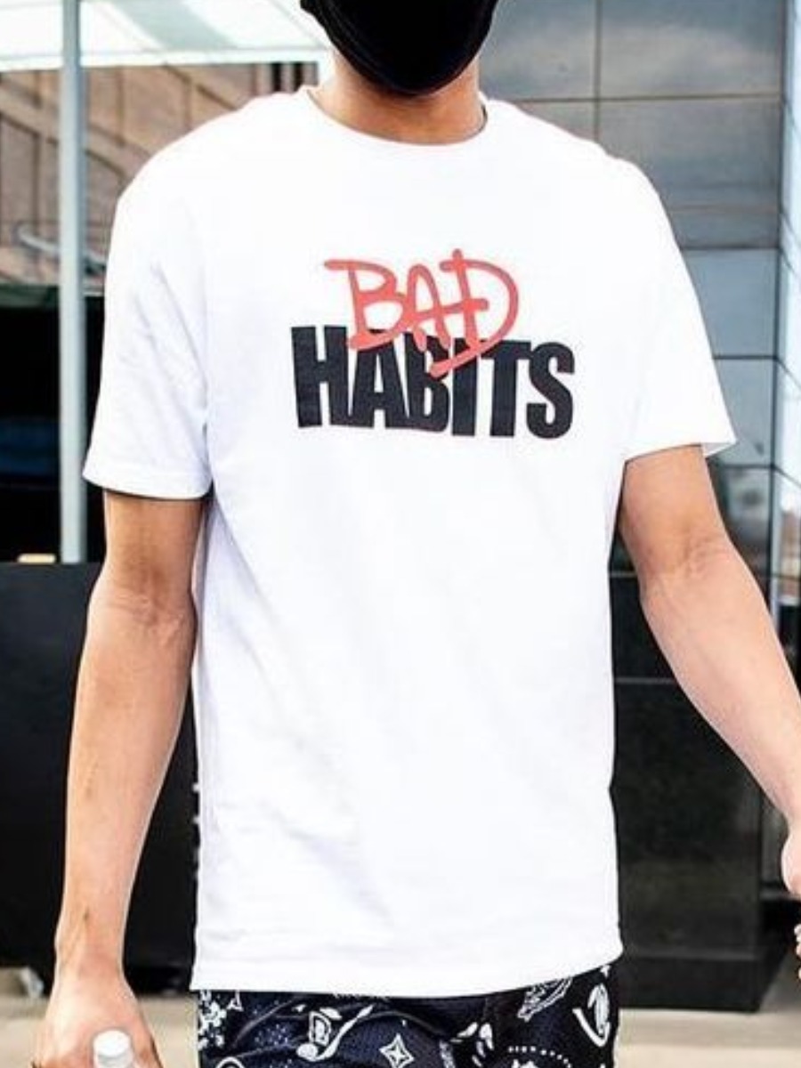 

Lovely Men Casual O Neck Letter Print T-shirt, White
