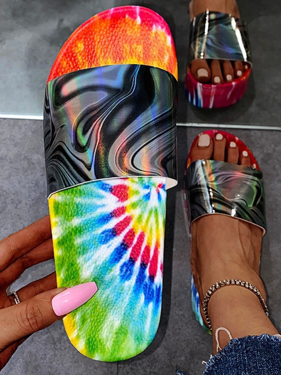 

Lovely Casual Tie-dye Black Platform Shoes
