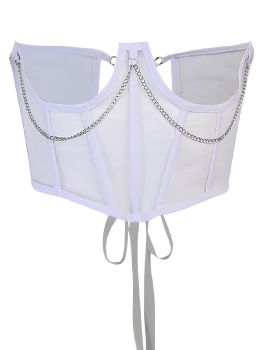 

Lovely Sexy Chain Decoration White Corset