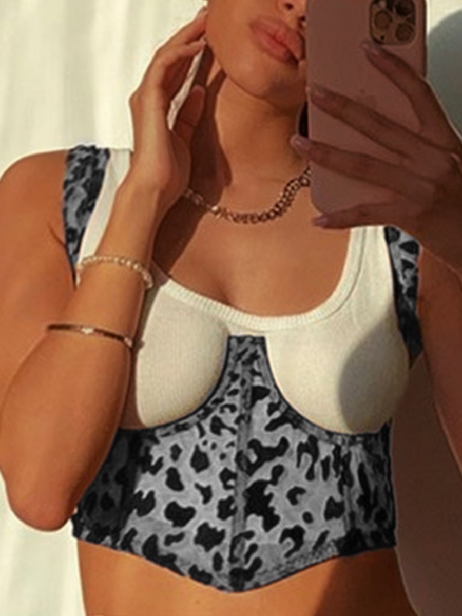 

LW COTTON Street Leopard Print Grey Corset