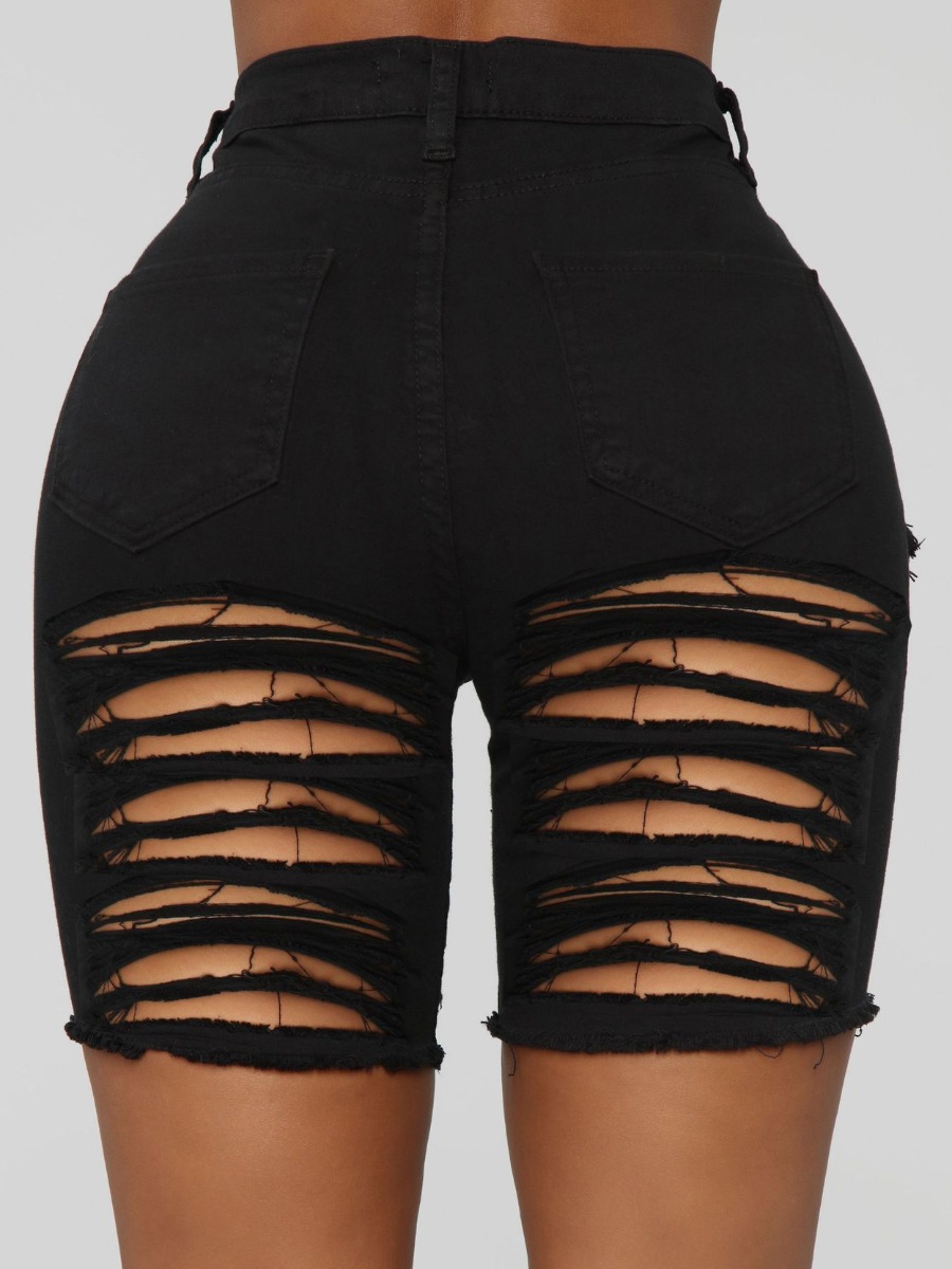 

Lovely Street High-waisted Ripped Black Denim Shorts