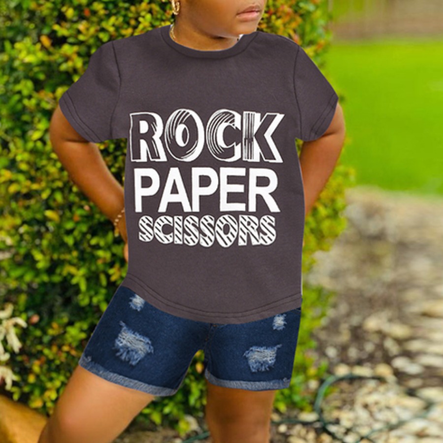 

Lovely Girl Casual Letter Print Ripped Dark Grey Two Piece Shorts Set