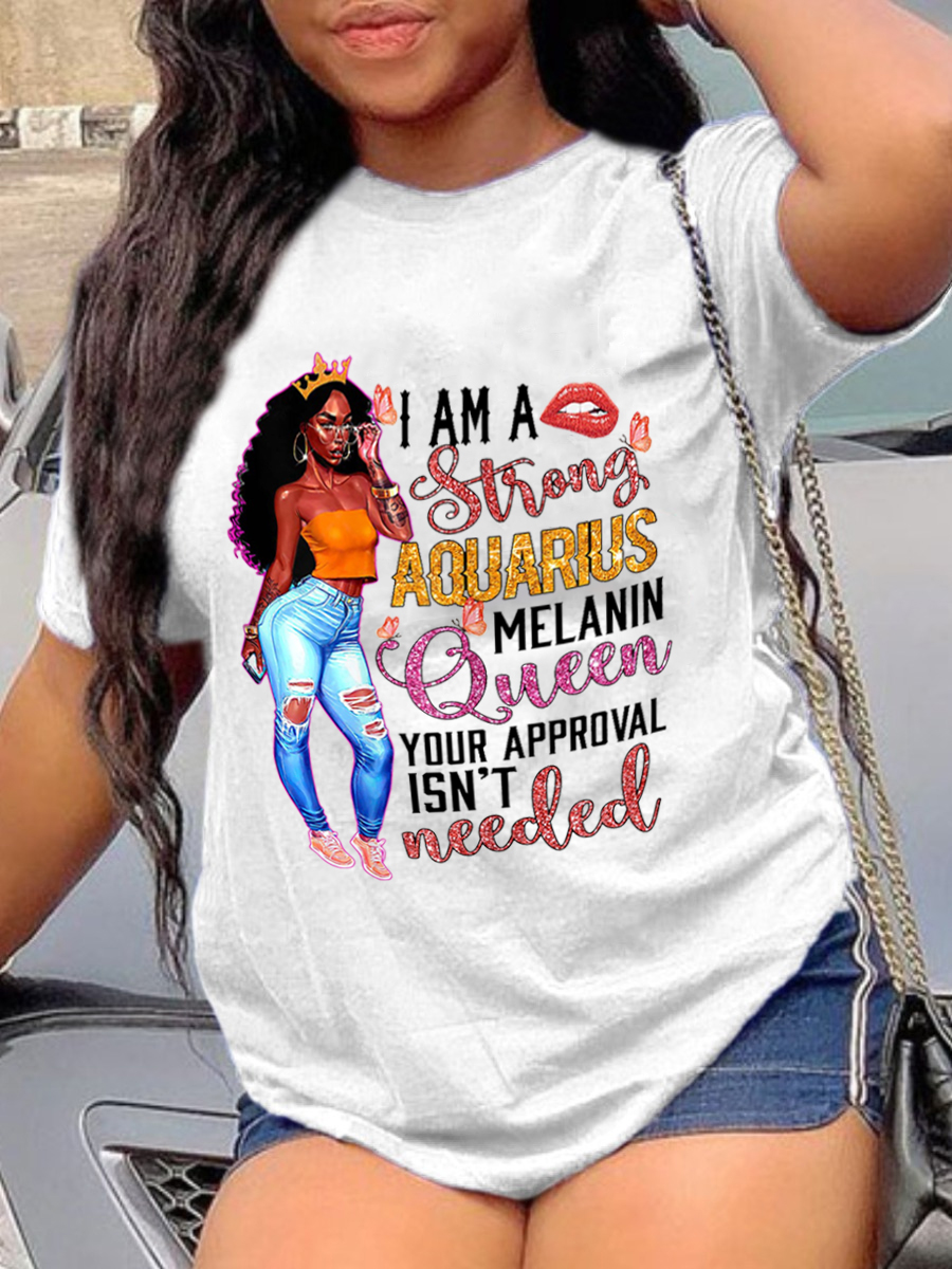 

Lovely Street Lip Letter Print White T-shirt