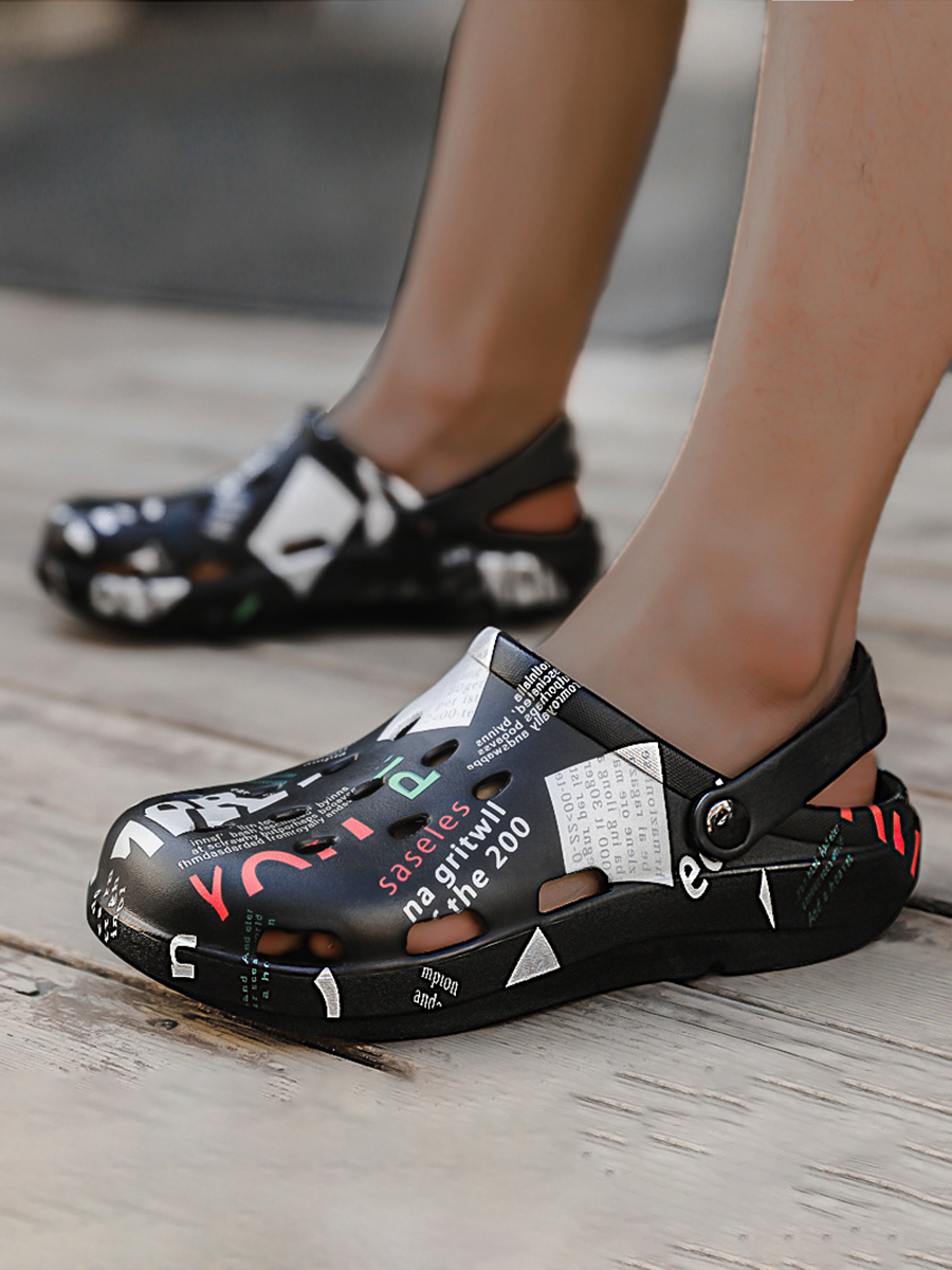 

Lovely Men Casual Letter Print Black Flats