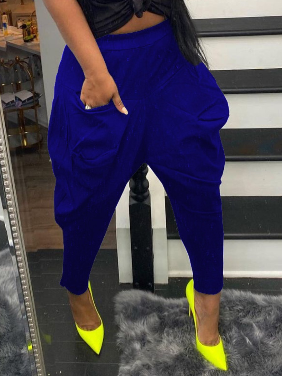 

Lovely Street Mid Waist Harlan Blue Pants